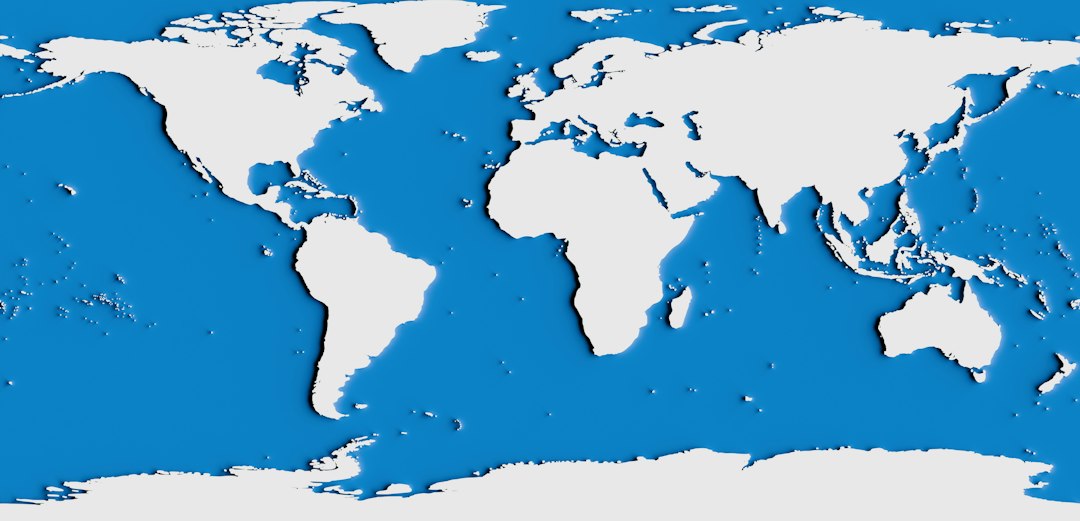 Mappa del mondo tridimensionale per la protezione territoriale del marchio