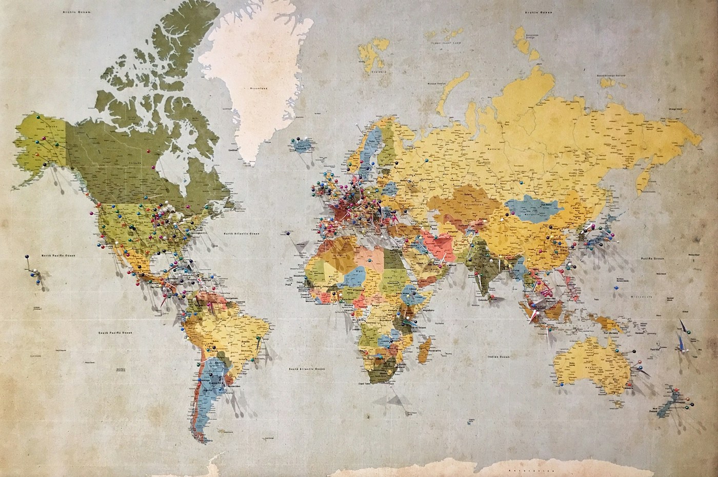 Mappa con territori internazionali per definire l'ambito geografico della licenza di design